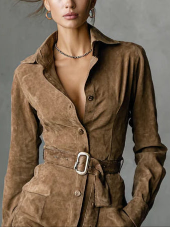 Mila | Suède overhemdjurk