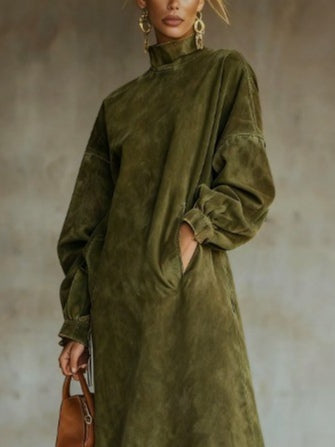 Aurora | Suède jurk met franjes